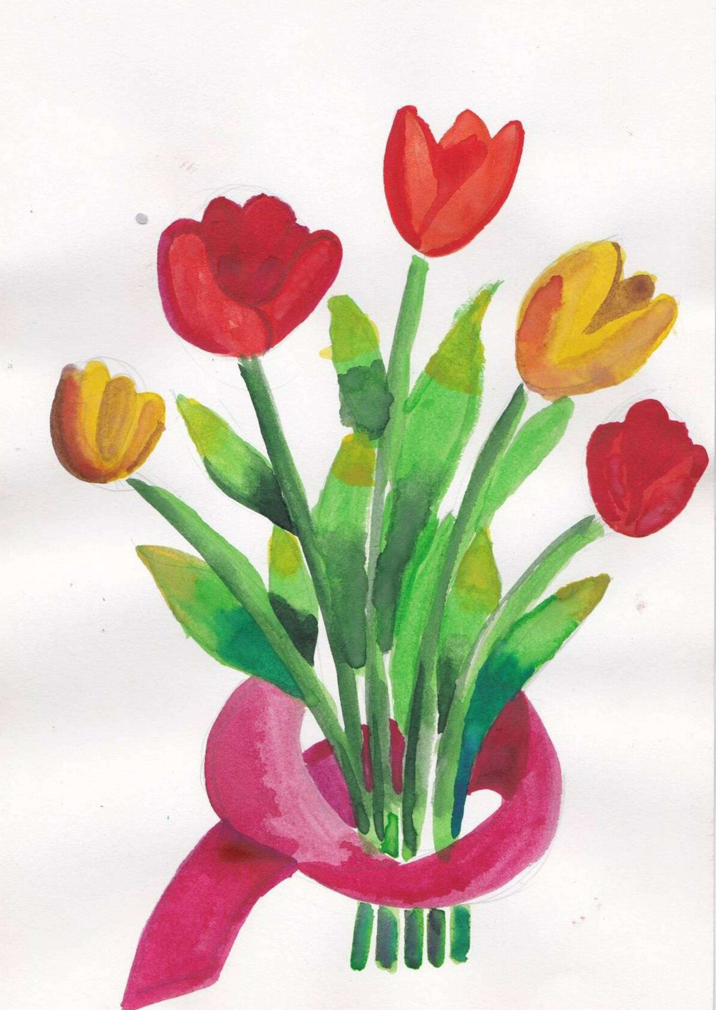 Рисование цветов к 8 марта