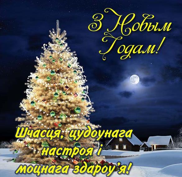 Поздравление с Новым годом в открытке на белорусском языке